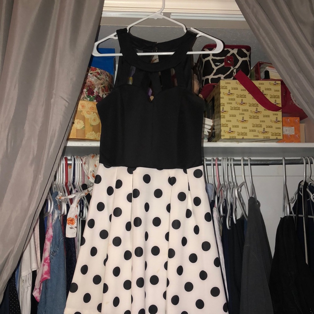 Black and white polka dot dress